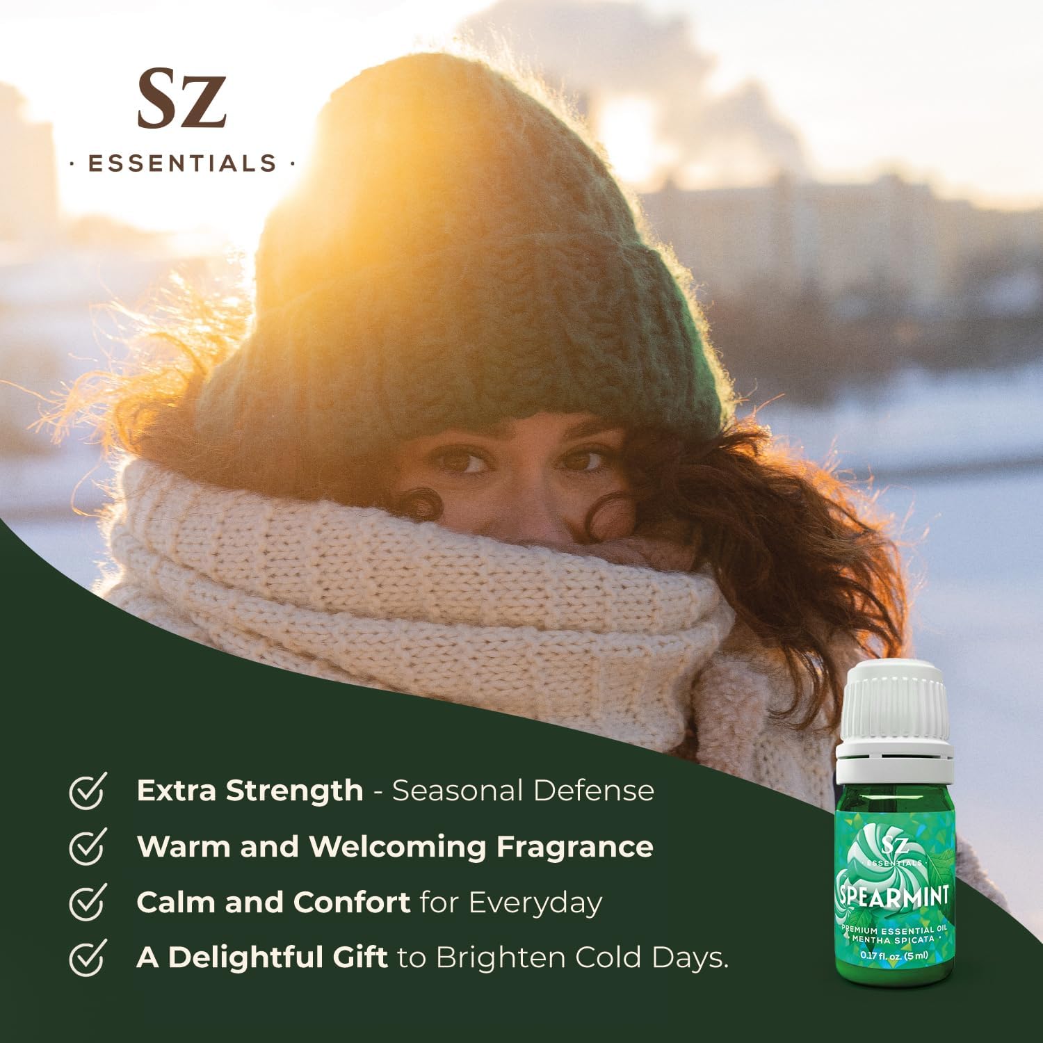 Spearmint Essential Oil – Sweet & Fresh Mint Aroma for Aromatherapy, Diffuser, Massage & Skincare – 100% Pure, Natural & Therapeutic Grade – Undiluted – 5mL