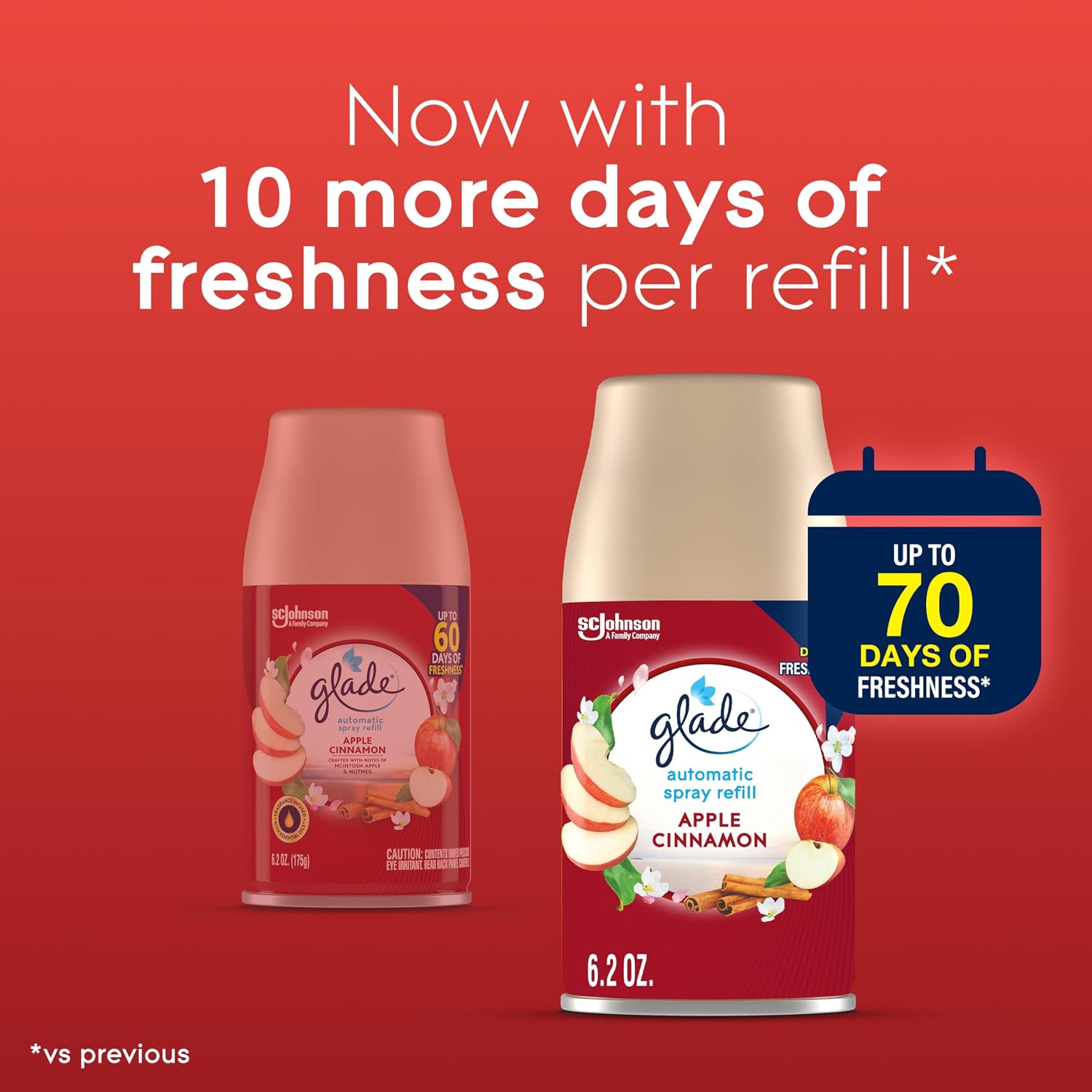 Glade Automatic Spray Refill, Air Freshener for Home and Bathroom, Apple Cinnamon, 6.2 Oz