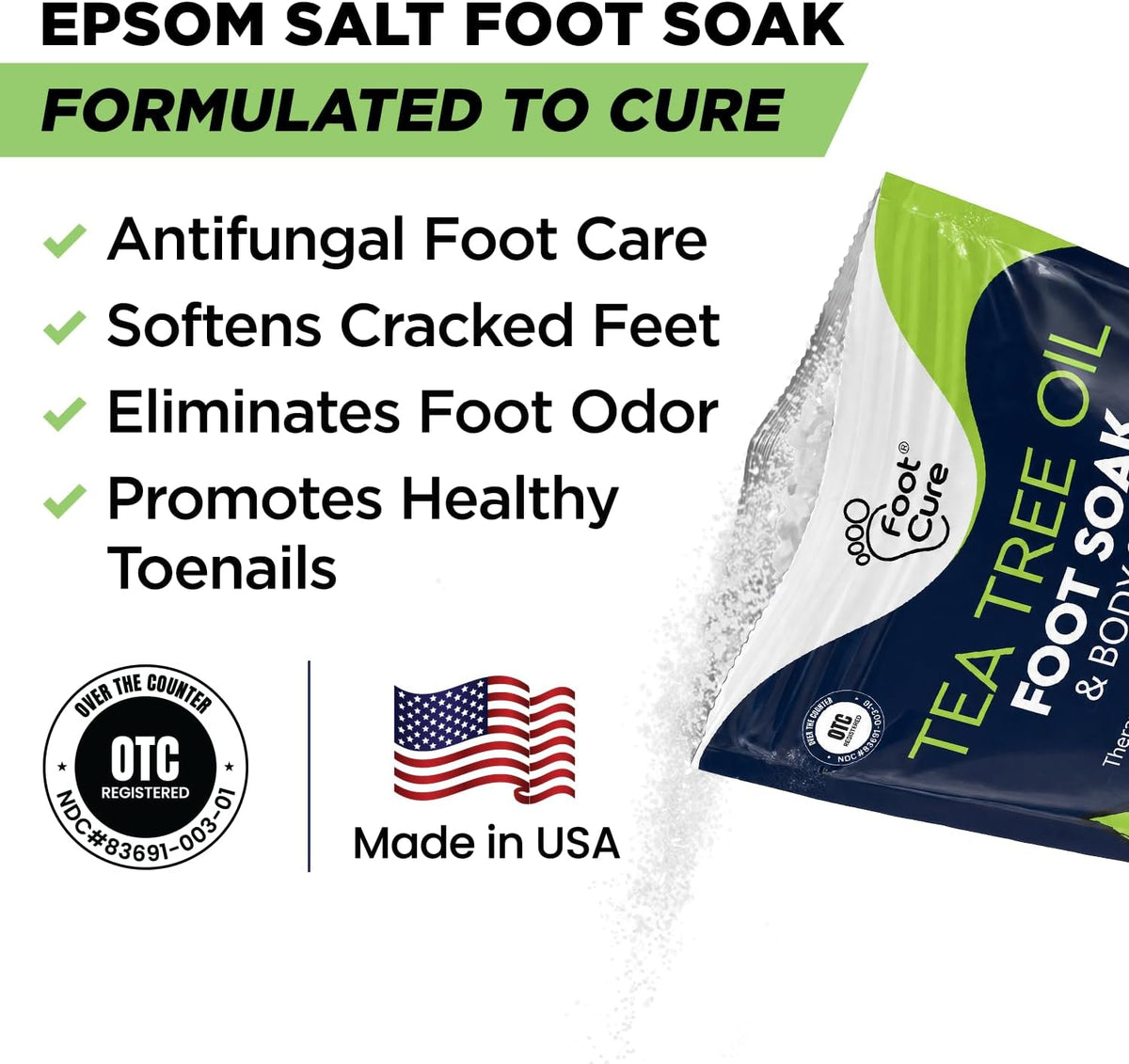 Tea Tree Oil Epsom Salt Foot Soak for Toenail Fungus Treatment, Tired Feet