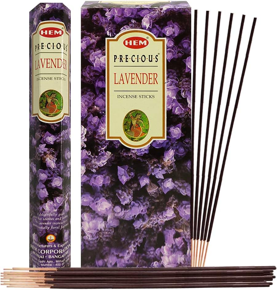 TRUMIRI Incense Stick Holder Bundle with Hem Precious Lavender 20g Incense Sticks - Pack of 6 (Approx 120 Sticks)