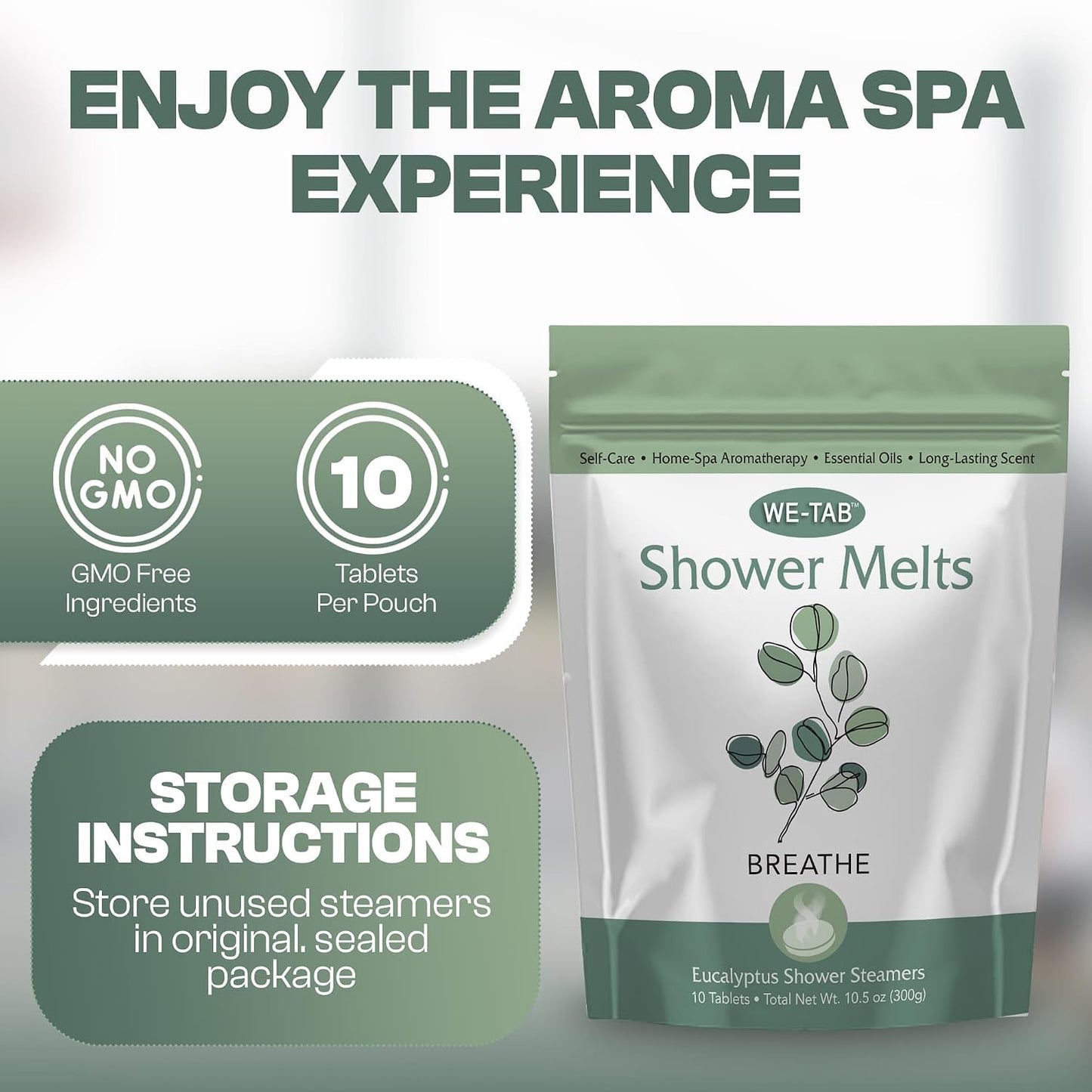 Shower Steamers 10-pk with Essential Oil Aromatherapy to Breathe Clear, Long Lasting Eucalyptus Scent, for Relaxation, Stress & Sinus Relief and Self Care. Great for Flu & Cold Season.