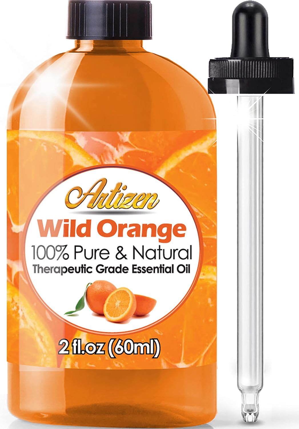 Artizen Wild Orange Essential Oil (100% Pure & Natural - Undiluted) Therapeutic Grade - Huge 2oz Bottle - Perfect for