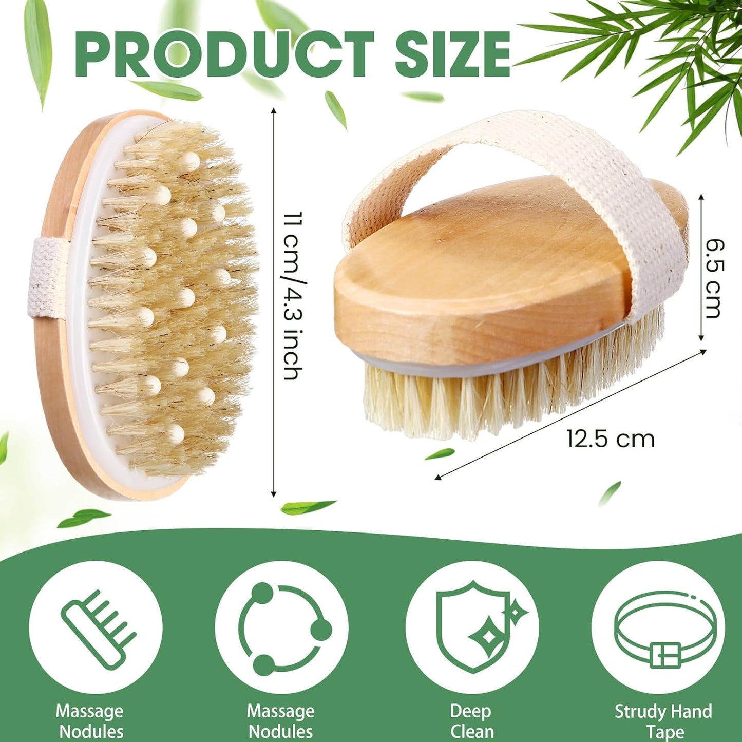 Gejoy 40 Pcs Dry Brushing Body Brush for Lymphatic Drainage Exfoliating Brush with Massage Nodule Dry Skin Body Scrubber Cellulite Shower Circulation Dead Exfoliator (Massage Version,Wood Color)