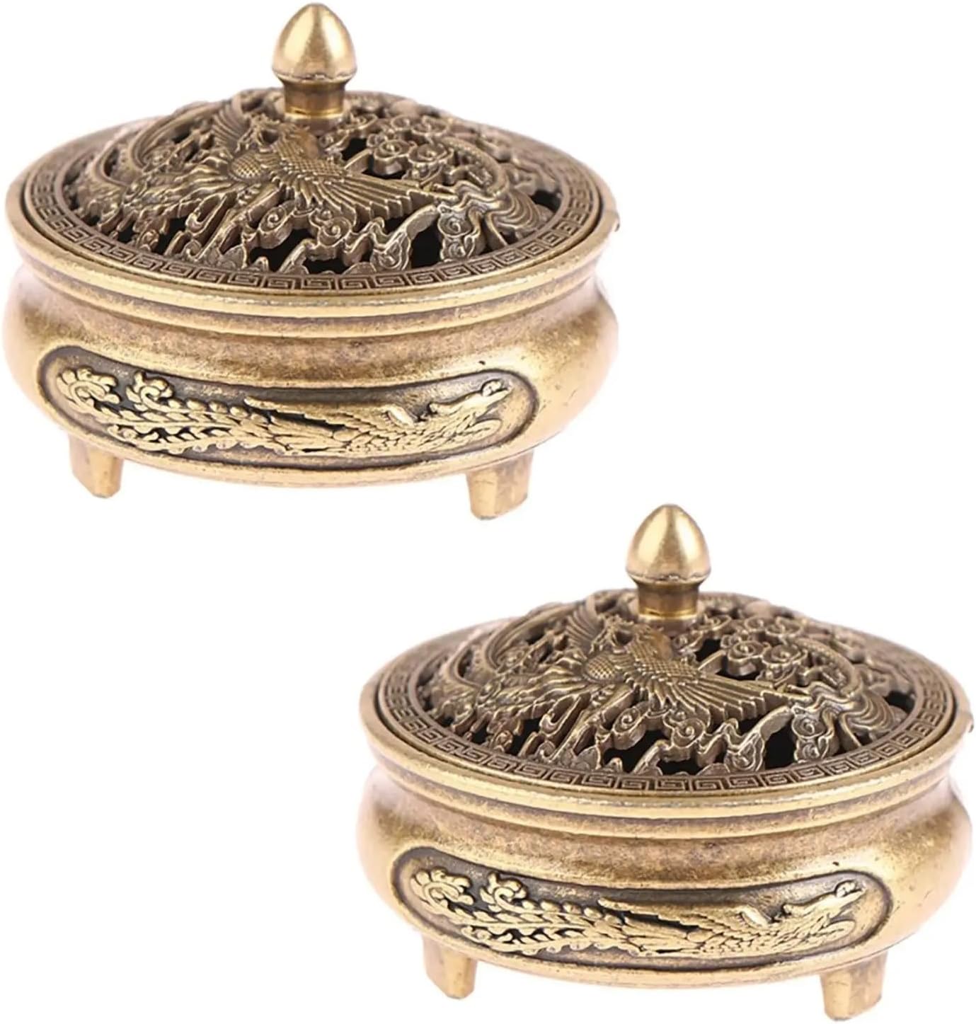 2 PCS Classics Incense Burner Holder for Cones & Sticks - Traditional Mini Ceramic Aromatherapy Incense Cone Holder with Detachable Tray, Decorative Zen Home Office Decor