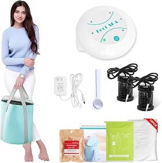 Upgraded Ionic Foot Bath Detox Machine Ion Foot Spa Detox 30 Min at Home | Purifying Deep Cleanse Kit With 2 Arrays,Himalayan Salt,Heat Retain Bucket and accessories