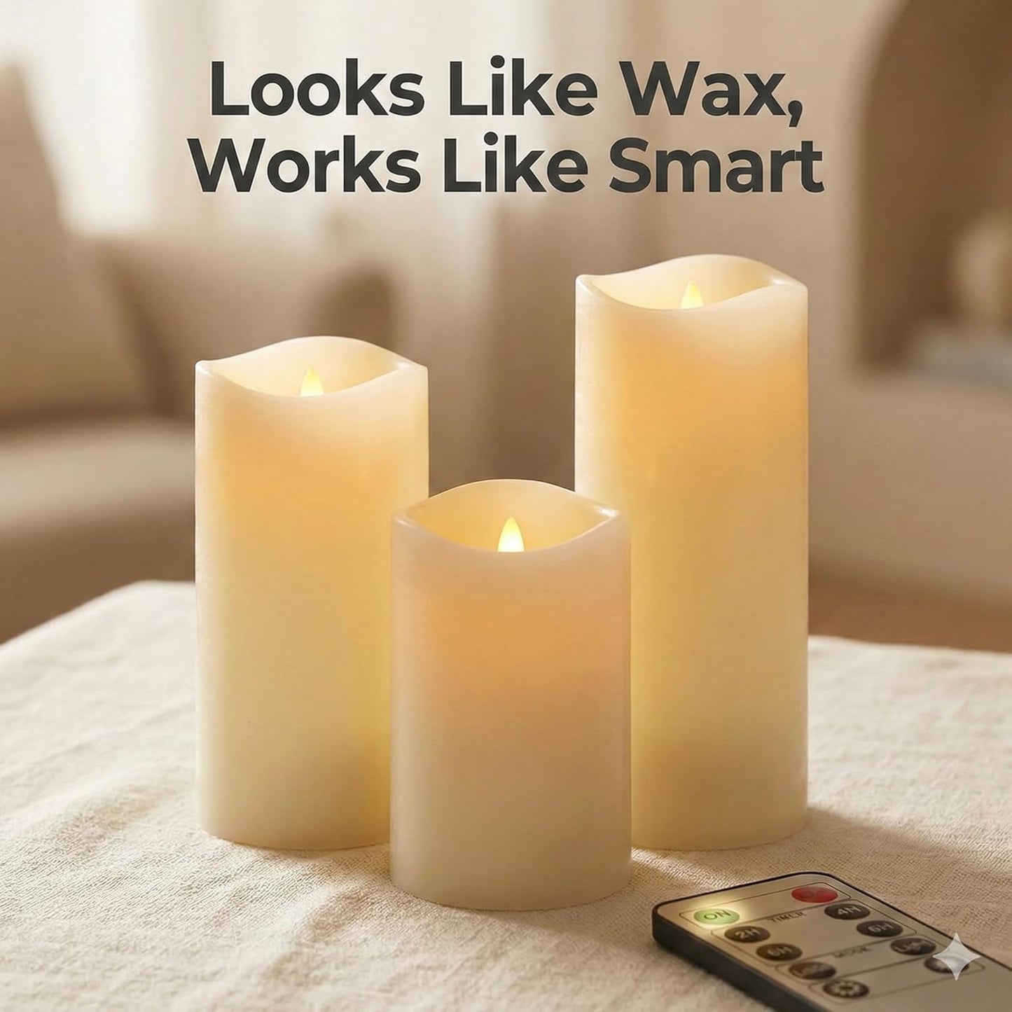 Waterproof Flameless Candles, 12 PC Battery Operated LED Pillar Candles with 2 Remote Controls & Timer, Flickering Indoor Outdoor Candles for Wedding, Patio, Easter, Bathroom, Home Decor, 4''5''6''