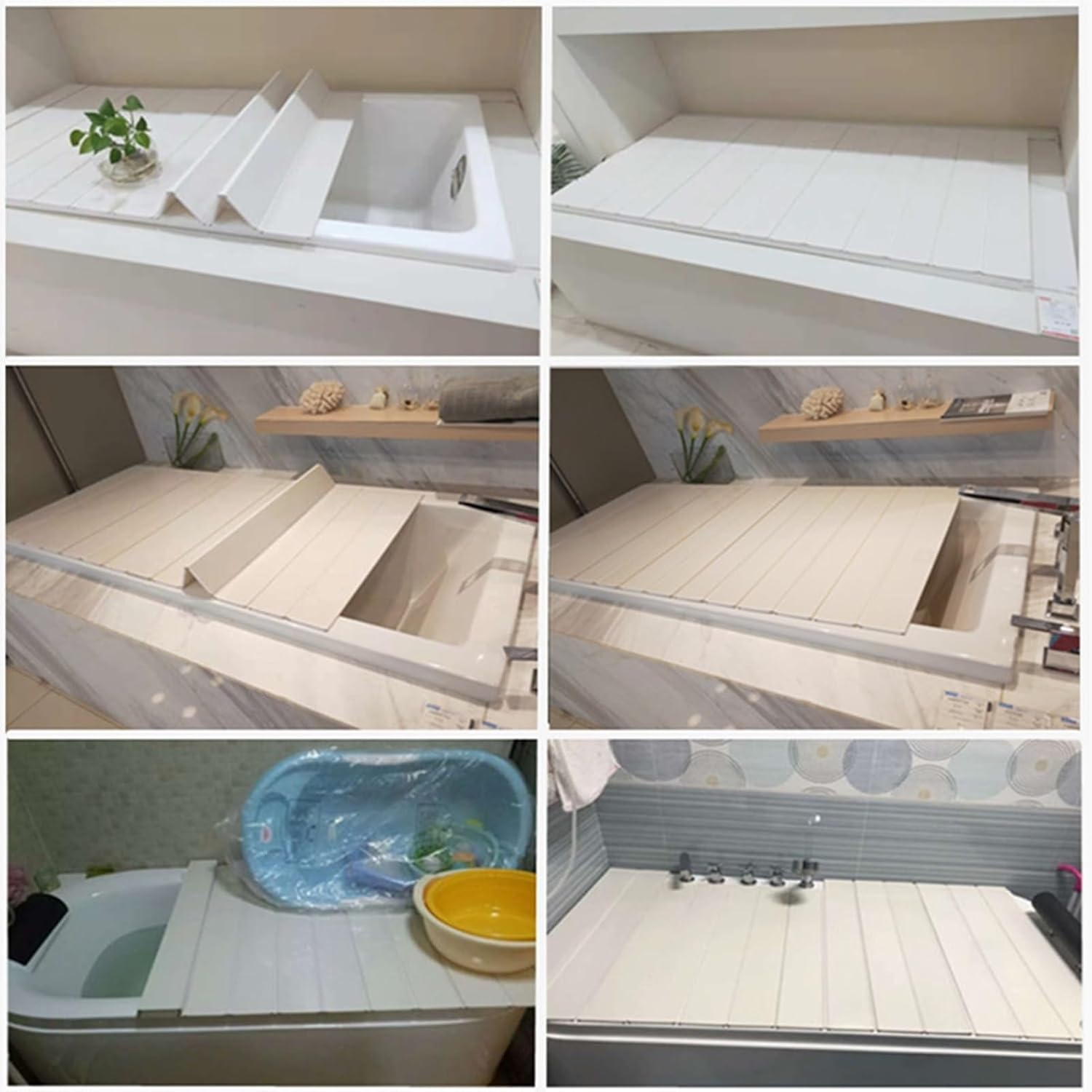 Bathtub Tray Bathtub Cover Bath Tub Caddy Tray Folding Dust-Proof Board Shutter Bath Lid, Scalable Durable Insulation Cover for Spa, Bathroom & Shower, 0.6cm Thickness Multifunctional(80x160