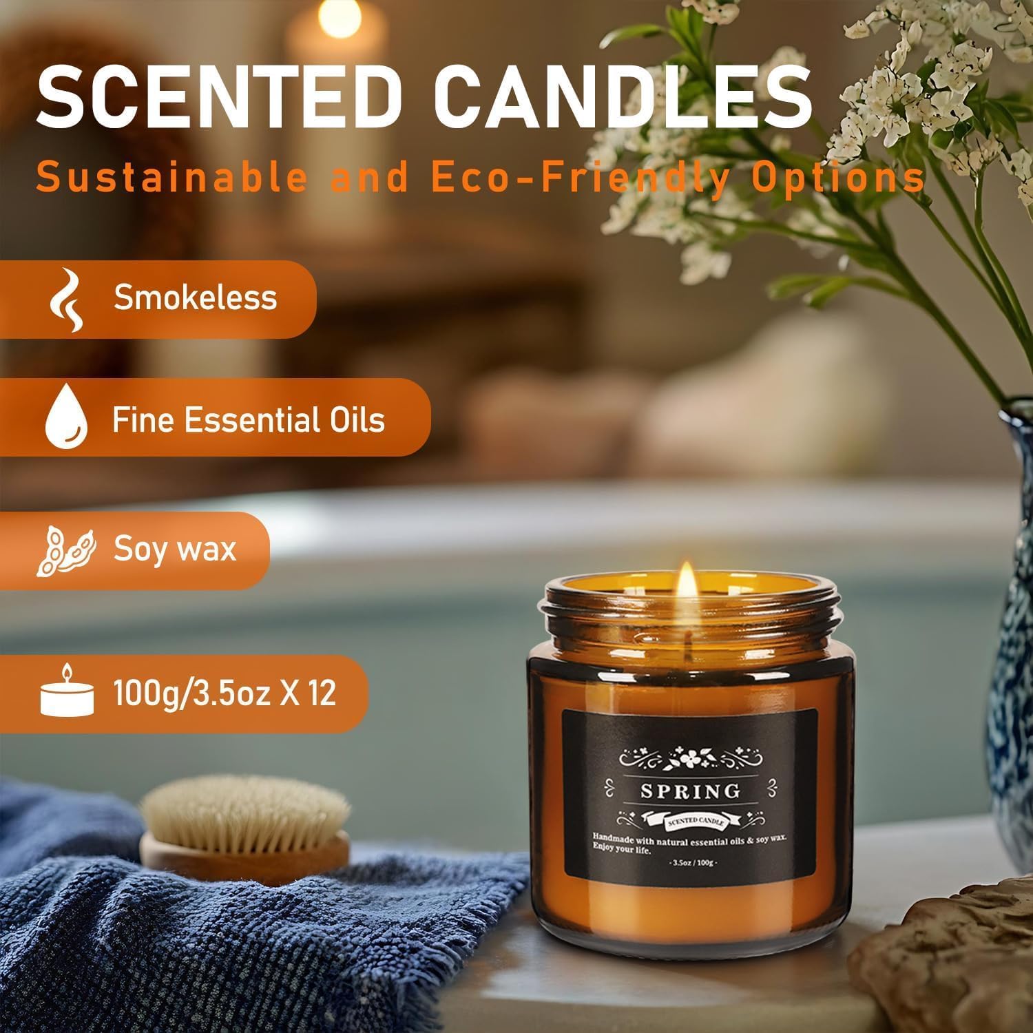 YOROXRG 12 Pcs Scented Candles with Added Natural Essential Oils, 3.05oz, Suitable for Various Festivals, Parties, Yoga, and Home Scene