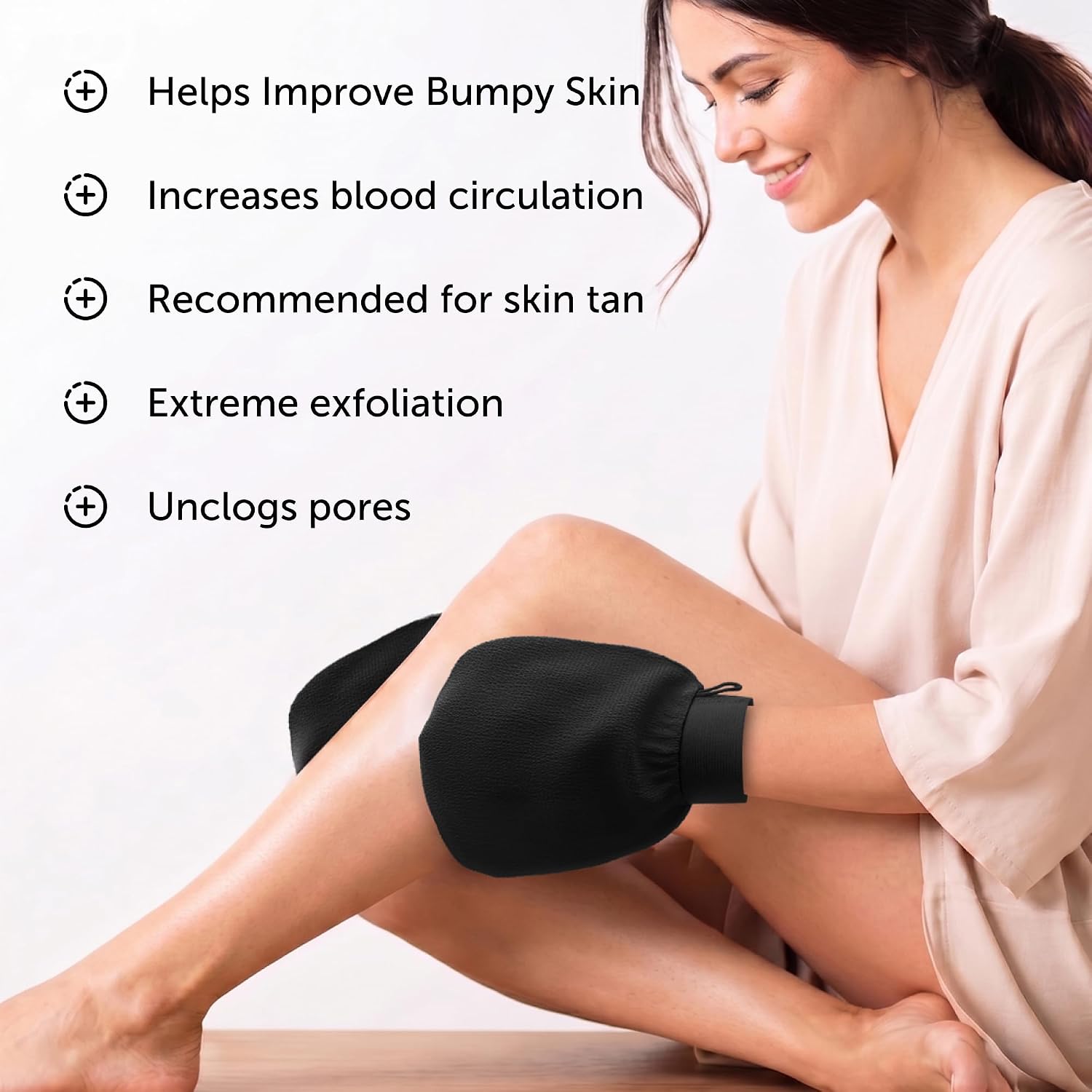 Valitic Exfoliating Glove Body Scrubber - Exfoliating Mitt Dead Skin Remover, Shower Face and Body Exfoliator - Korean Style Skin Scrubber Washcloth - Spray and Self Tan Remover, Pair Black