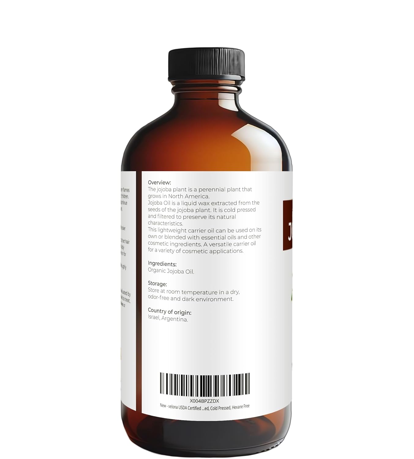 velona Jojoba Oil USDA Certified Organic - 16 Fl Oz in Glass Bottle | 100% Pure and Natural | Golden, Unrefined, Cold Pressed, Hexane Free | Moisturizing Face, Hair, Body, Skin Care