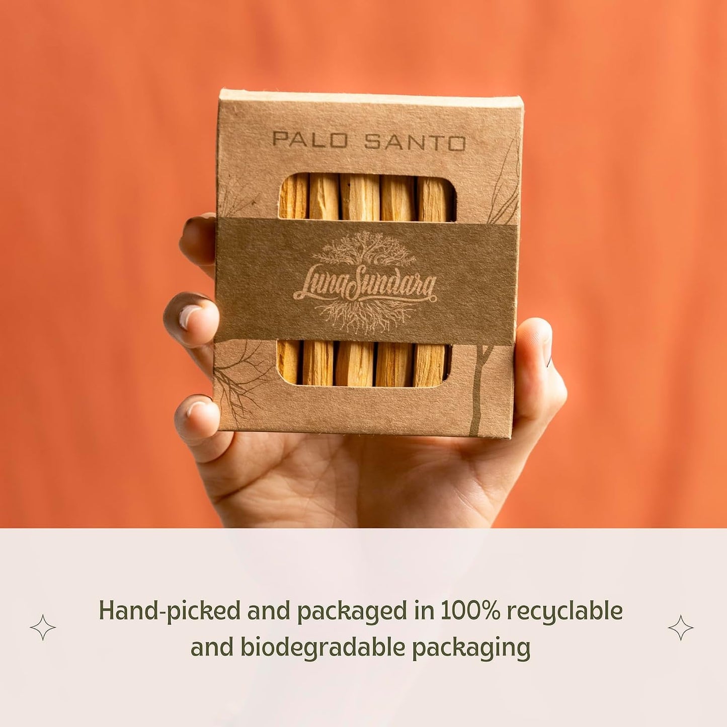 Luna Sundara Palo Santo Smudging Sticks, 8 Wild Harvested Sticks | Wild-harvested Bursera graveolens from Ecuador. Includes 8 aromatic palo santo sticks.