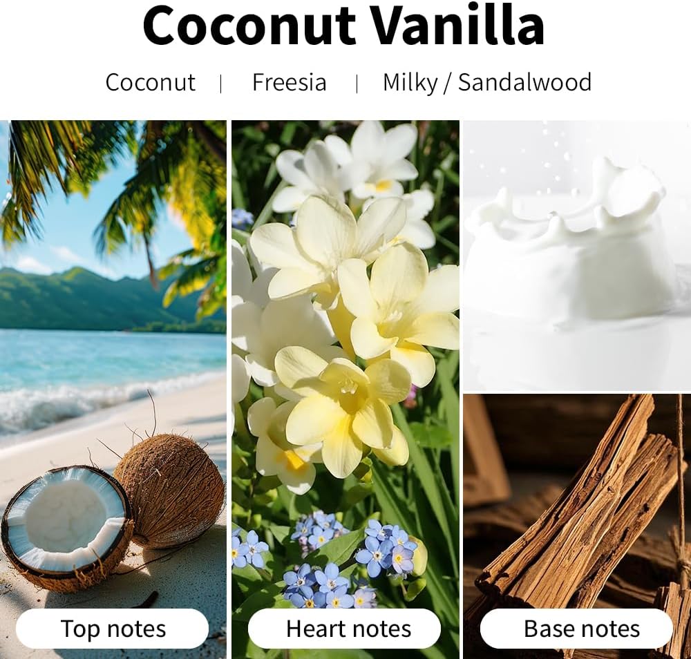Coconut Vanilla Scented Candles, 7oz Soy Wax Candle, Long Lasting Aromatherapy Jar Candle for Home, Scented Long Burning Candle Gift for Women and Men