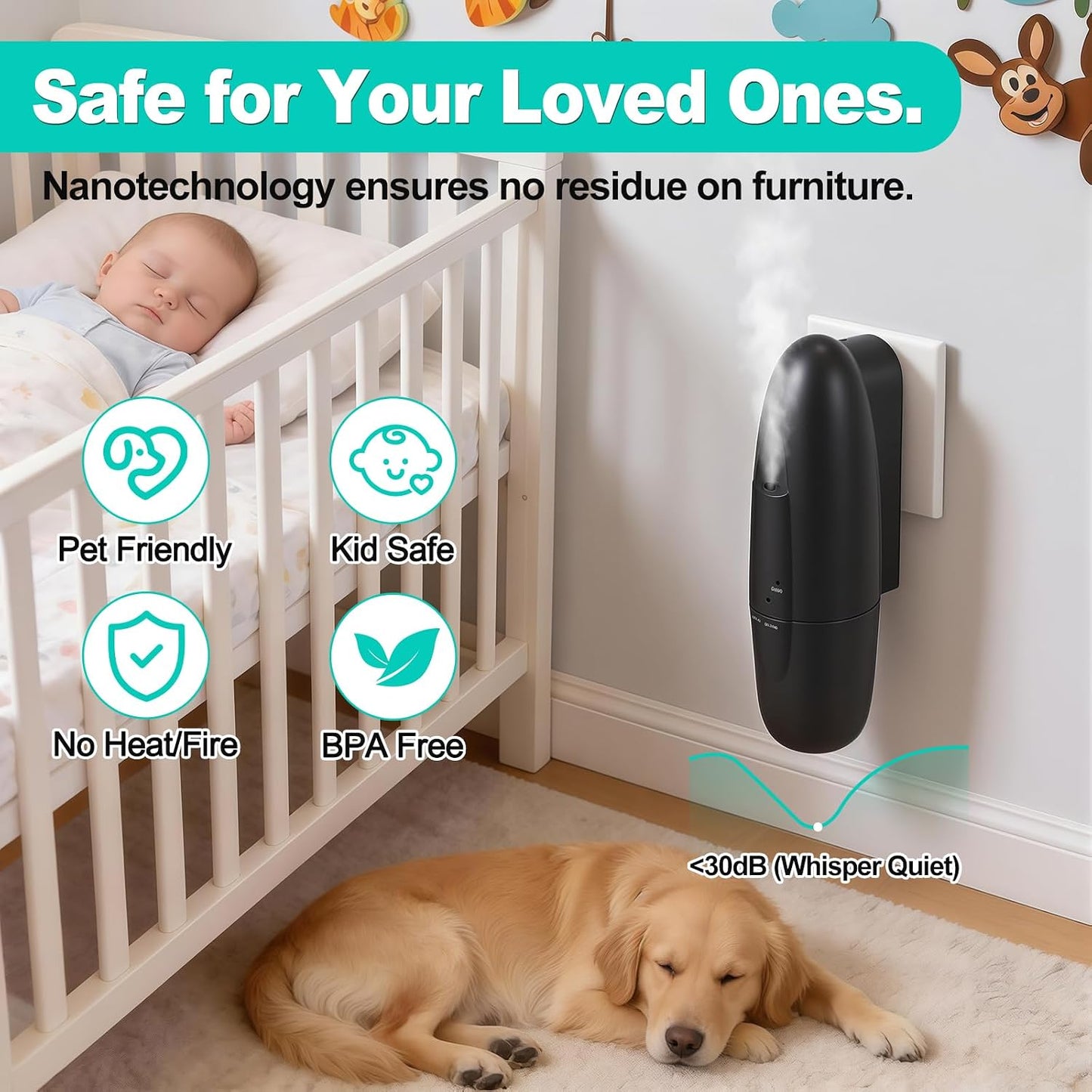 Plug-in Waterless Essential Oil Diffuser, 400-800 Sq.Ft Smart Nebulizing Scent Air Machine with App Control (Bluetooth), 100ml Capacity, Leak-Proof, for Home, Hotel, Office, Spa (Black)