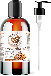 Bella Terra Oils - Natural Sweet Almond Oil 8oz - A Deep Dive into Almond's Vitamin A & Linoleic Acid Profile, Superior Cold-Pressed Delight for Skin