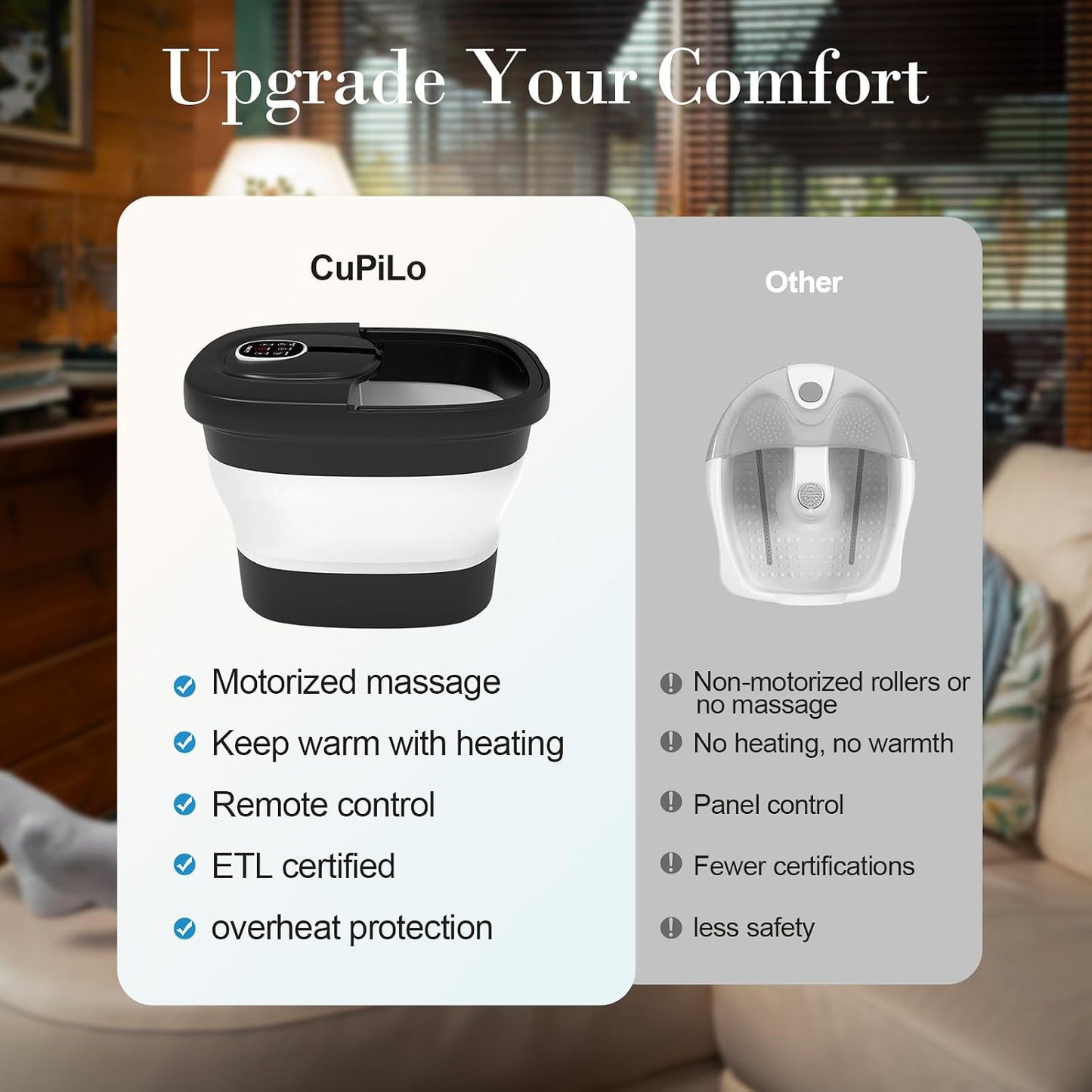 CuPiLo Foot Spa Bath Massager, Upgraded Foot Bath with Circulation Heat, Motorized Shiatsu Massage Balls, Pedicure Soaking Tub with Waves, Remote, Handle, Feet Stress Relief, Gifts