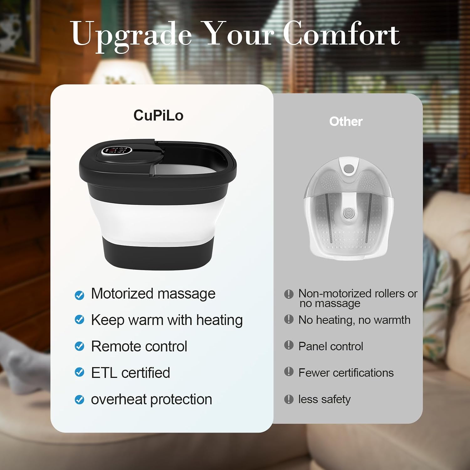 CuPiLo Foot Spa Bath Massager, Upgraded Foot Bath with Circulation Heat, Motorized Shiatsu Massage Balls, Pedicure Soaking Tub with Waves, Remote, Handle, Feet Stress Relief, Gifts