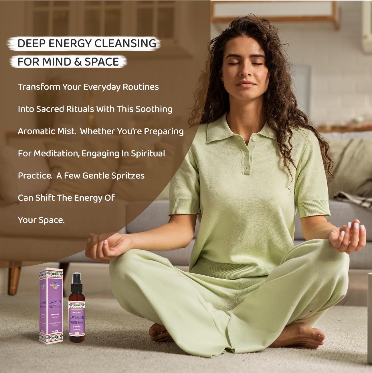 Sacred Element's Lavendra And White Room Spray | Natural Purifying Mist for Energy Clearing, Negativity Release, Spiritual Balance & Aromatherapy | 3.38 Fl Oz / 100ml Non-Toxic Air Freshener