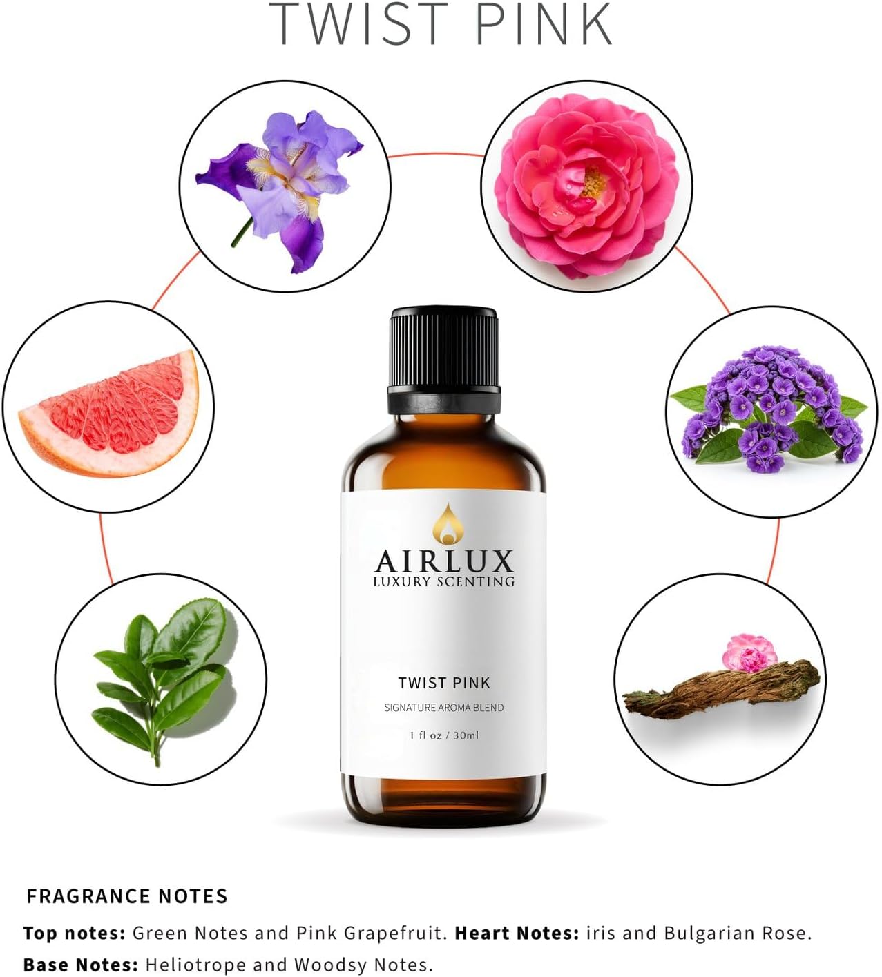Signature Aroma Oil No. 285 Twist Pink – Green Notes, Pink Grapefruit, Iris – Aroma Oil for Cold Air & Waterless Diffusers and DIY Crafts – 10 mL, 0.34 fl oz Glass Bottle