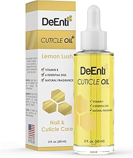 DeEnti Cuticle Oil, Jojoba Oil for Nails, 2oz Hydrating Cuticle Nail Oils, Lush Lemon Scented Cuticles Repair, Vitamin E Nail Supplies, Professional Salon Quality Manicure Supplies