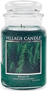 Village Candle Balsam Fir Large Apothecary Jar, Scented Candle, 21.25 oz., Green