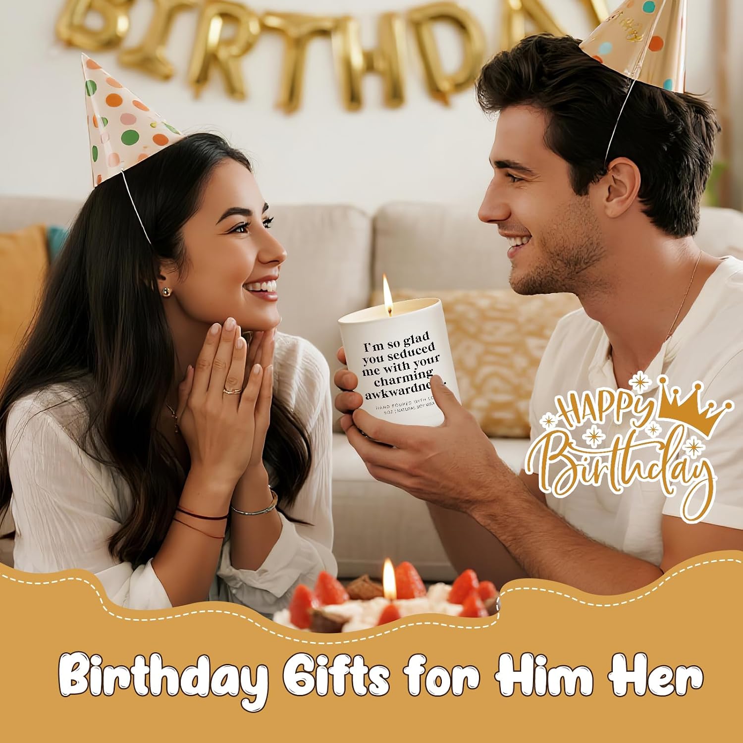 Gifts for Him Her Couples Valentine’s Day Candle – Cute & Funny Gift for Boyfriend, Girlfriend or Partner Anniversary Valentine Birthday Gift Hand-Poured Soy Wax Scented Candle for Couples