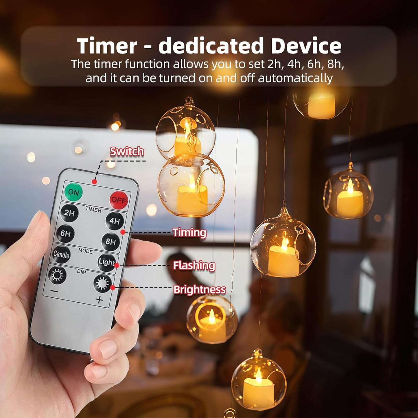 Rechargeable LED Flameless Candles, 9PCS Battery Operated Tealights with 2/4/6/8H Timer for Soccer Party, Christmas, Wedding, Home Decor (USB-C Charging Cable Included)
