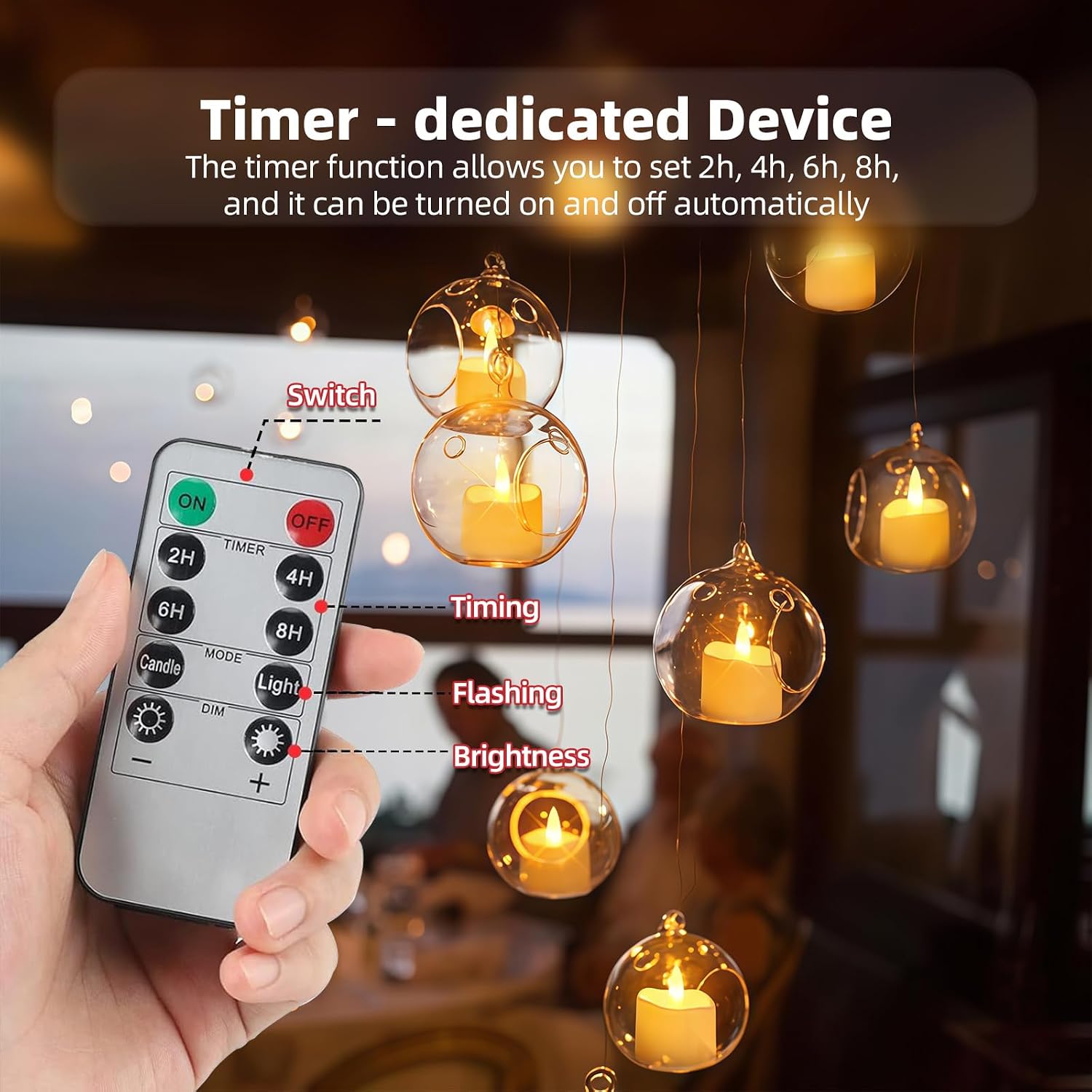 Rechargeable LED Flameless Candles, 9PCS Battery Operated Tealights with 2/4/6/8H Timer for Soccer Party, Christmas, Wedding, Home Decor (USB-C Charging Cable Included)