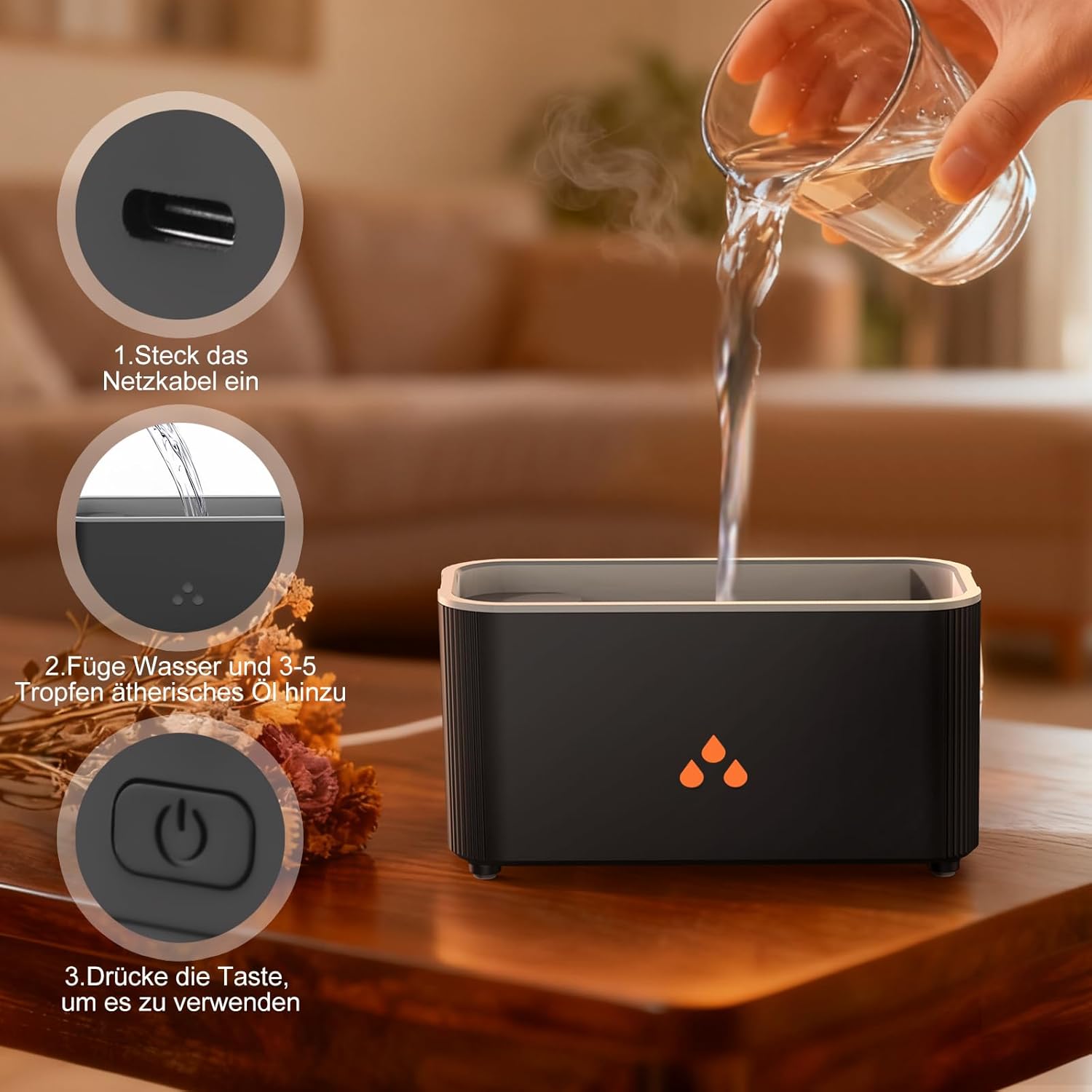 Mini Colorful Flame Essential Oils Diffuser, 160ml Ultrasonic Aroma Diffusers with Cool Mist Aromatherapy Humidifier, 7 Colorful Light, Whisper-Quiet, Auto-Off, 8Hours for Home, Office, Bedroom