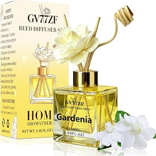 Gardenia Reed Diffuser – 3.38 oz Glass Bottle with Rattan Sticks & Dried Flowers, Rich White Floral Scent for Home, Adjustable Intensity Aroma Gift for Women, Housewarming, Mom