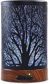 EQUSUPRO Essential Oil Diffuser 150ml Black Metal Aromatherapy Oil Diffuser Ultrasonic Cool Mist Diffuser with Auto Shut-Off Protection,7 Colors Changed LED for Home Office SPA Yoga