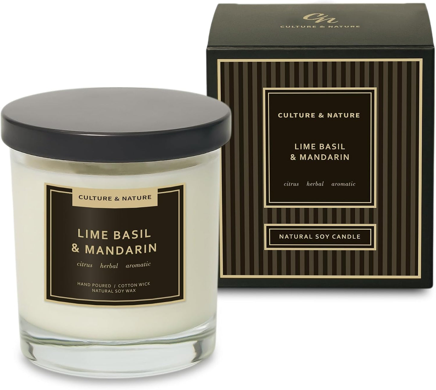 CULTURE & NATURE Natural Soy Wax Candle 7oz Lime Basil & Mandarin Scented
