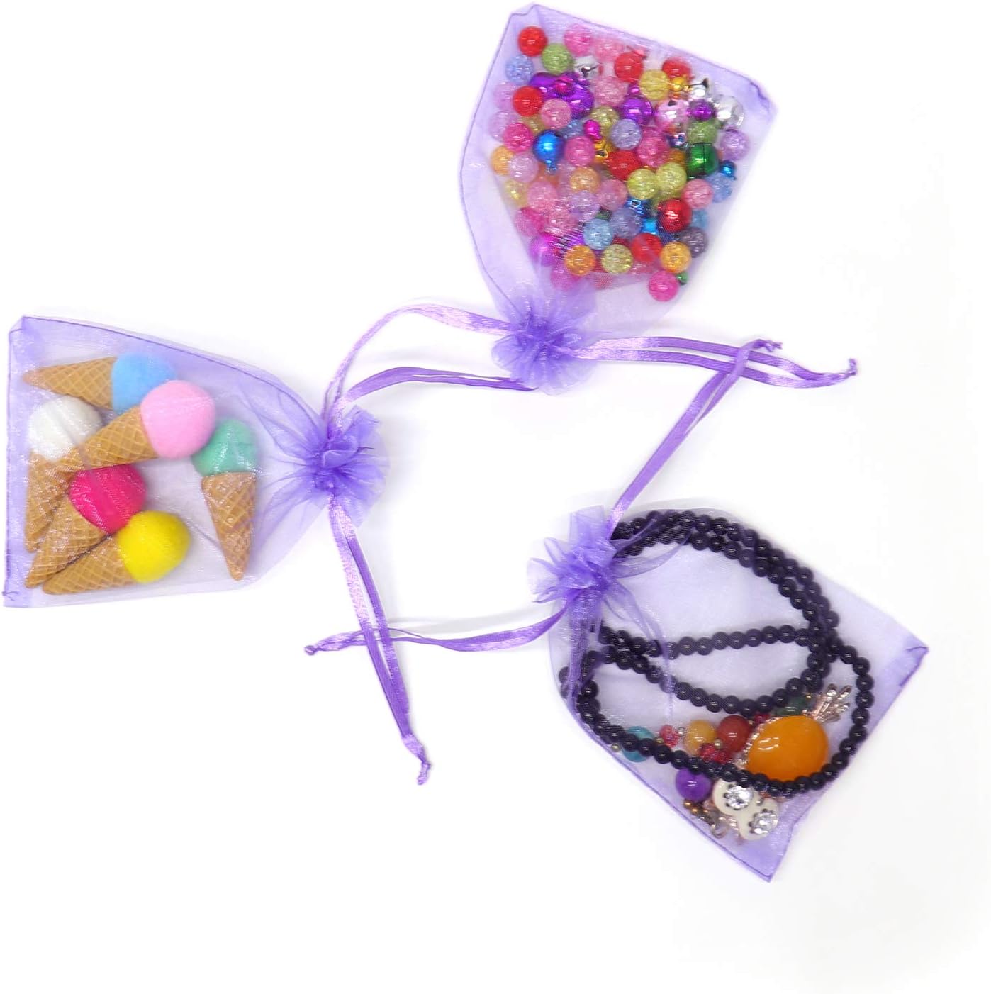 100Pcs Light Purple Organza Bags 3x4 Inch, Small Mesh Bags Drawstring Jewelry Gift Bag, Wedding Party Favor Candy Bag Lavender Sachet Pouches