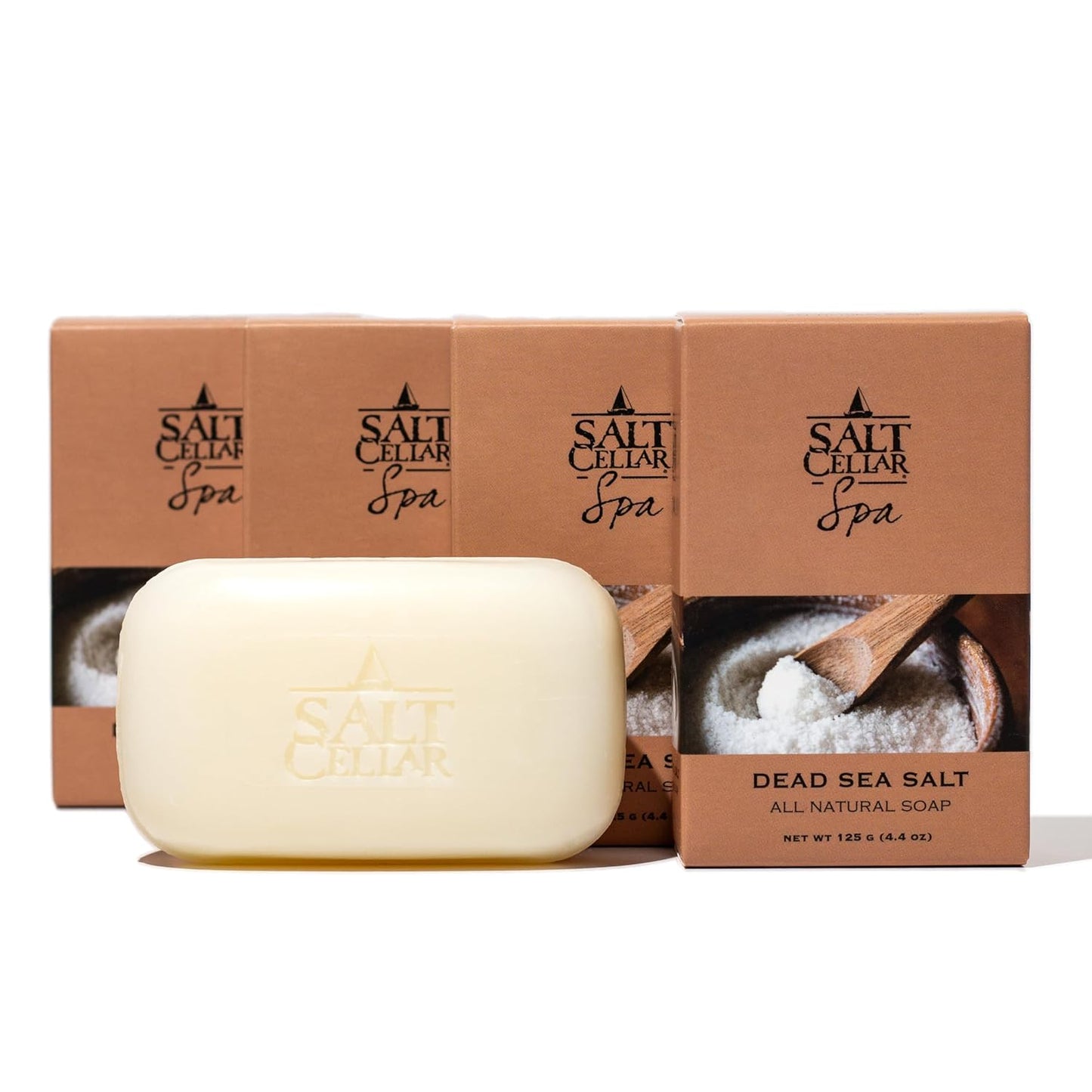 Salt Cellar Spa All Natural Dead Sea Mineral Soap – Pack of 4 – Nourishing & Hydrating for Glowing, Healthy Skin – Ideal for Eczema, Psoriasis, and Dry Skin Relief