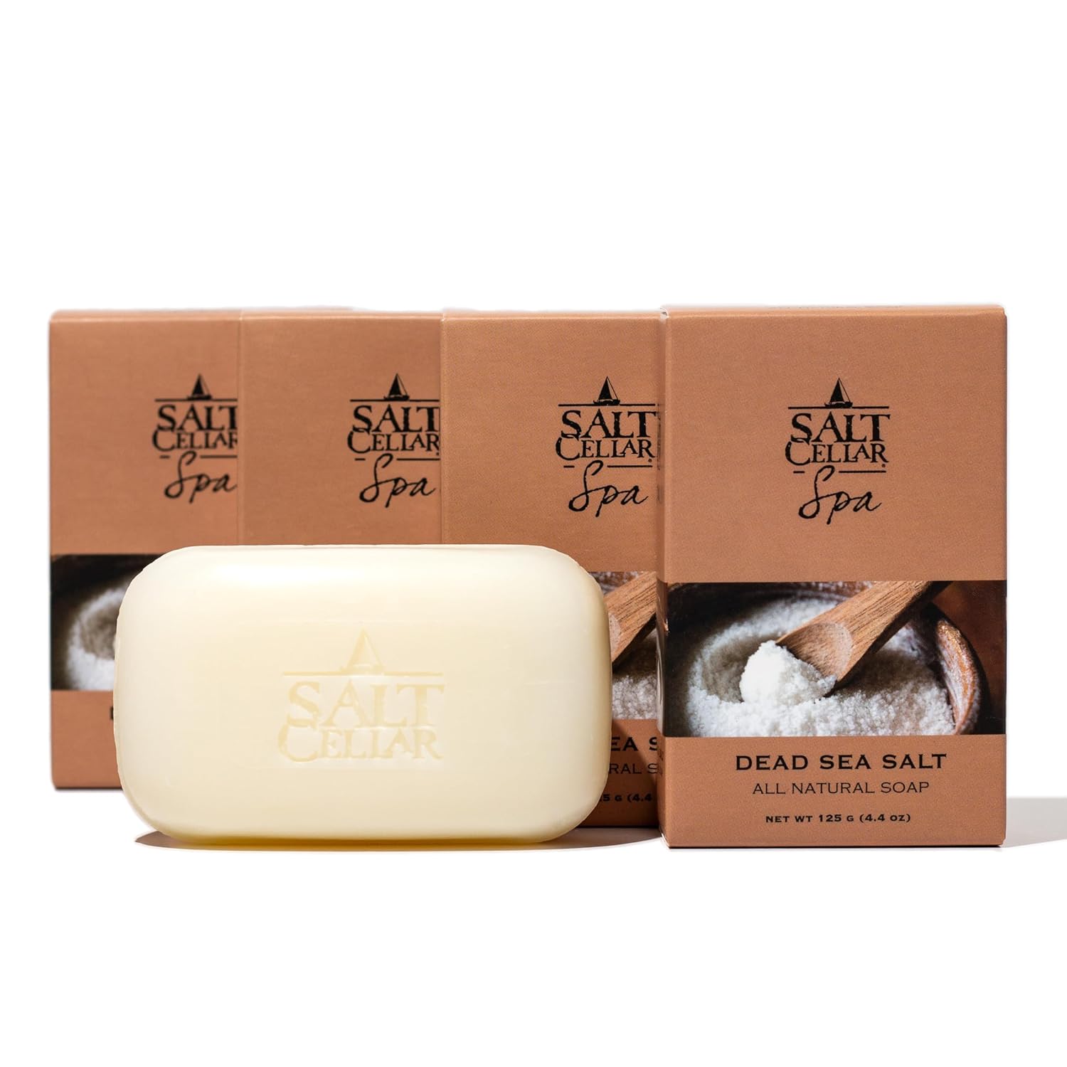 Salt Cellar Spa All Natural Dead Sea Mineral Soap – Pack of 4 – Nourishing & Hydrating for Glowing, Healthy Skin – Ideal for Eczema, Psoriasis, and Dry Skin Relief