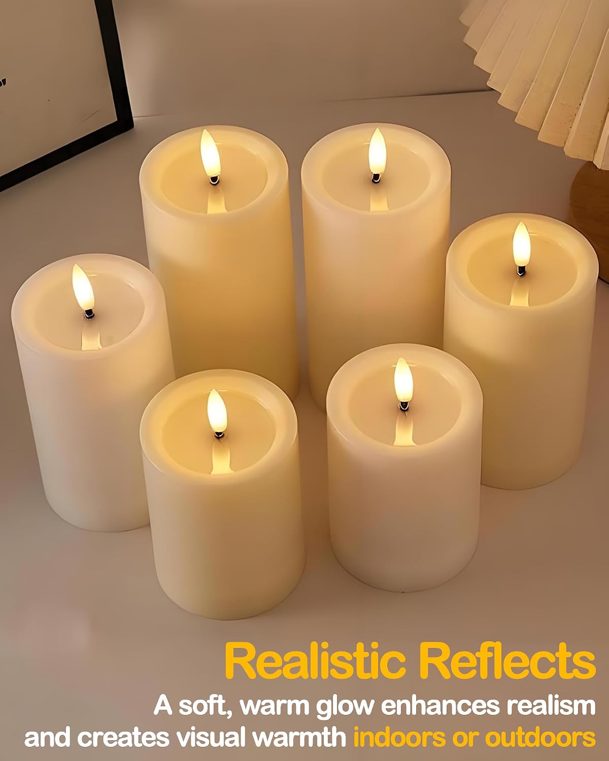 Gmnee 3"x4" Outdoor Waterproof Flameless Candles with Remote and Timers, LED Candles, Battery Operated Candles, Electric Fake Pillar Candles for Patio, Porch, and Lanterns Decor (Ivory, Plastic)