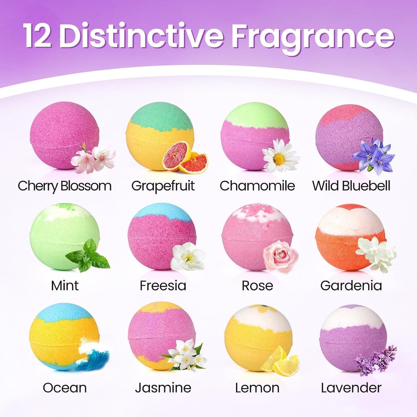 SeasonBliss Bath Bombs for Women, Easter Basket Stuffers, 12 Pack Bubble Shower Bombs Set Total 26.3OZ, Natural Bath Bomb with Shea Butter & Safe Oil, Ideal Present for Birthday,Valentine,Mother's Day
