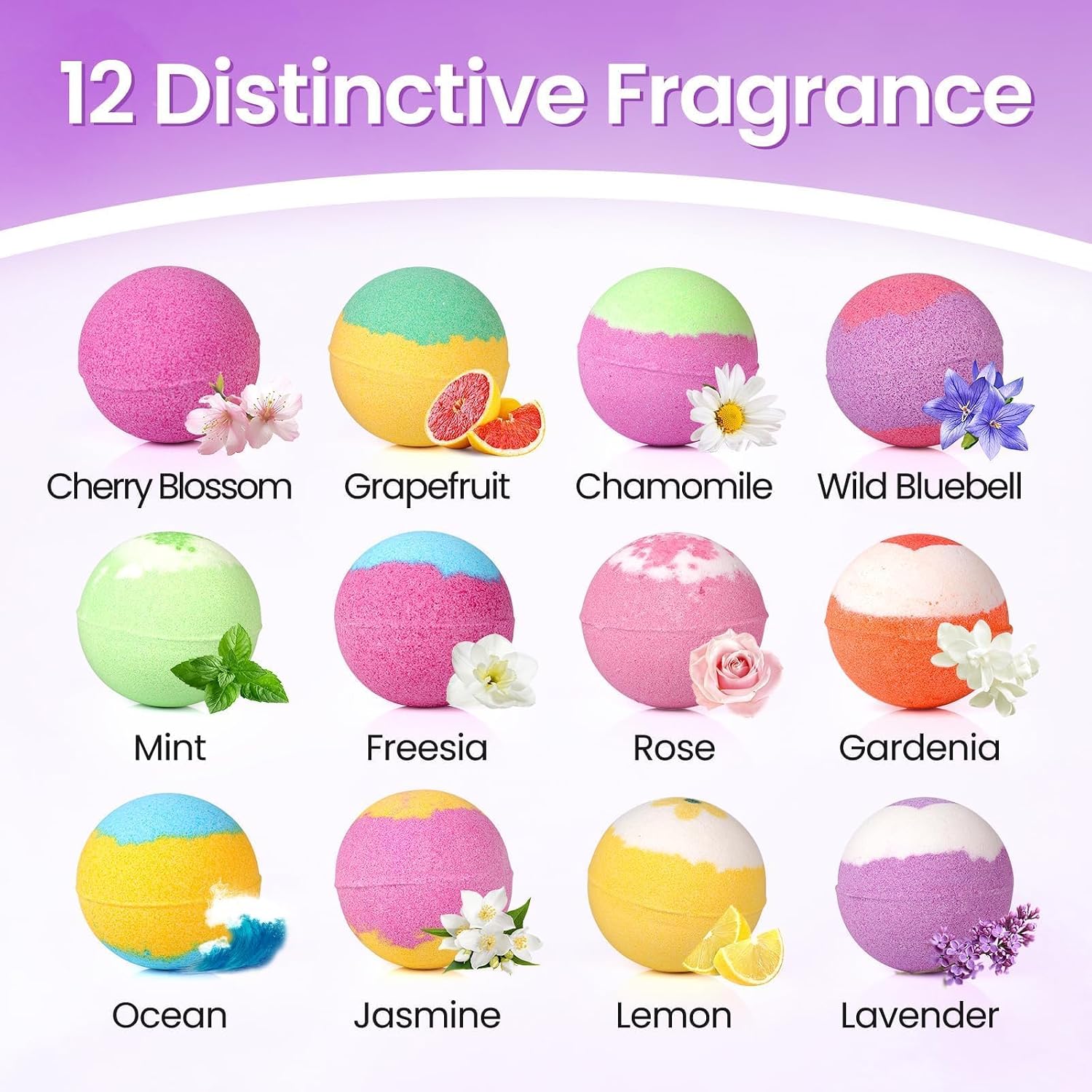 SeasonBliss Bath Bombs for Women, Easter Basket Stuffers, 12 Pack Bubble Shower Bombs Set Total 26.3OZ, Natural Bath Bomb with Shea Butter & Safe Oil, Ideal Present for Birthday,Valentine,Mother's Day