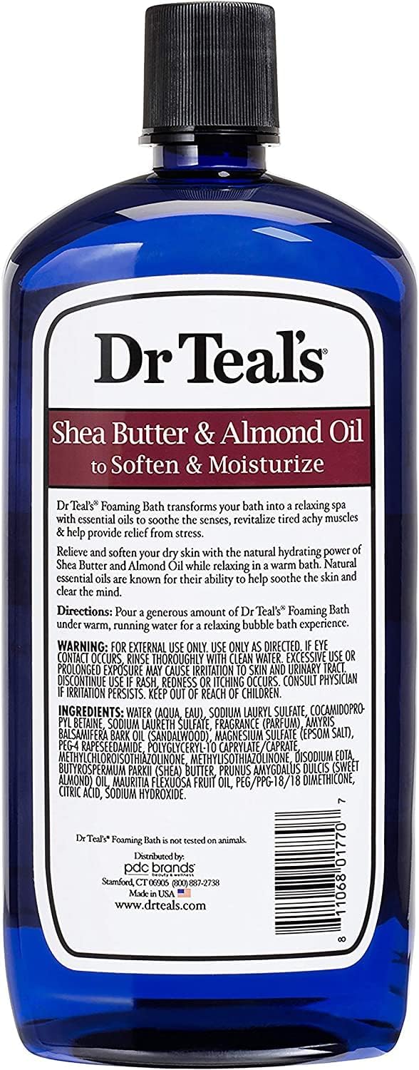 Dr. Teal's Foaming Bath Variety Gift Set (2 Pack, 34oz Ea.) - Soothe & Sleep Lavender, Moisturizing Shea Butter & Almond Oil - Essential Oils Blended with Pure Epsom Salt Ease Pain & Relieve Stress