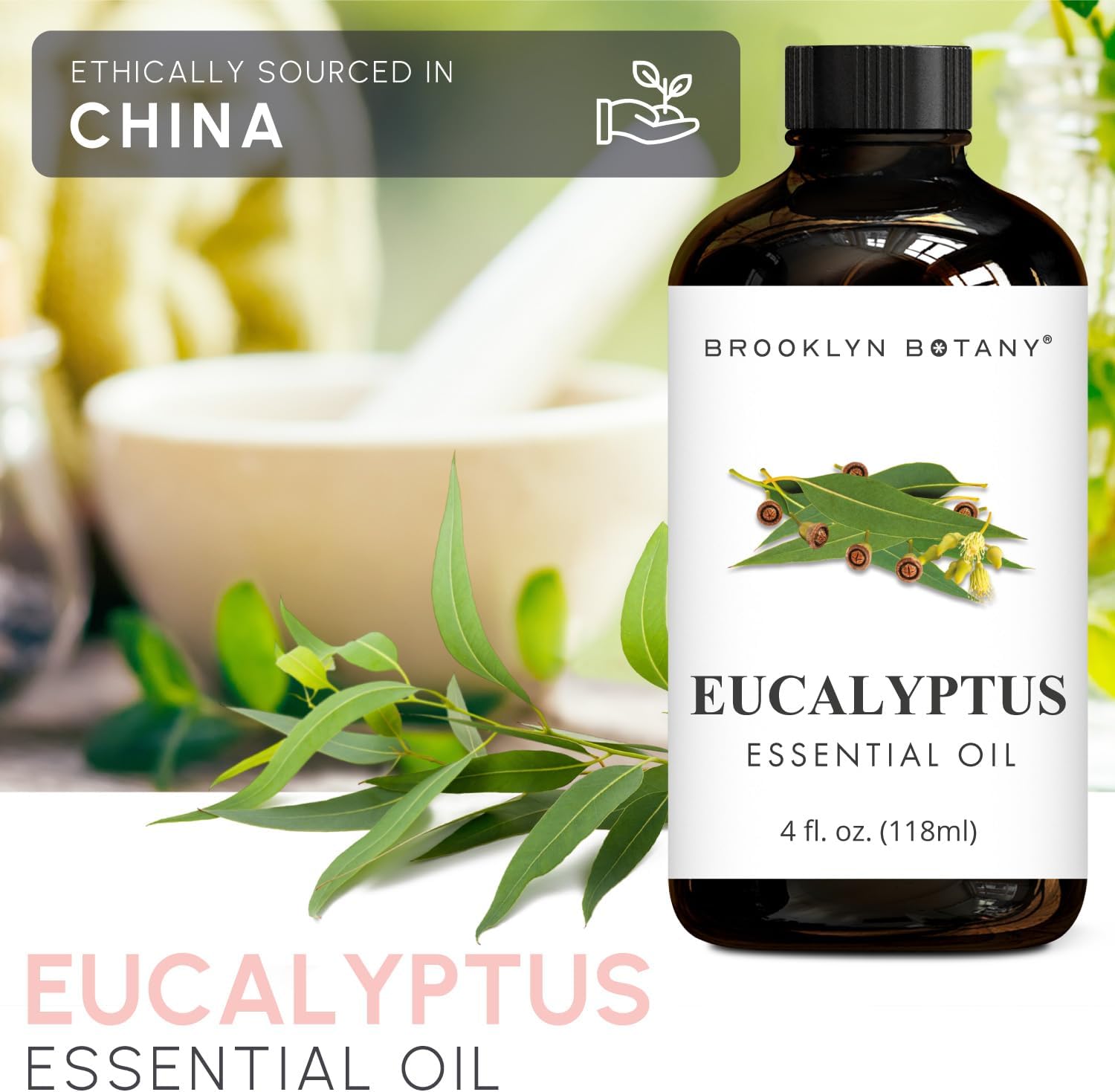 Brooklyn Botany Eucalyptus & Tea Tree Essential Oils – 4 Fl Oz (Pack of 2) – 100% Pure & Natural – Clean & Purifying Aromatherapy Blend
