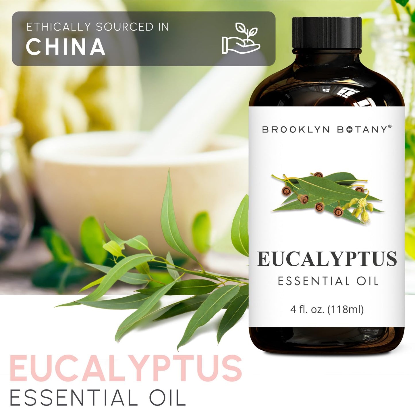 Brooklyn Botany Grapefruit & Eucalyptus Essential Oils – 4 Fl Oz (Pack of 2) – 100% Pure & Natural – Refreshing & Invigorating Aromatherapy Blend