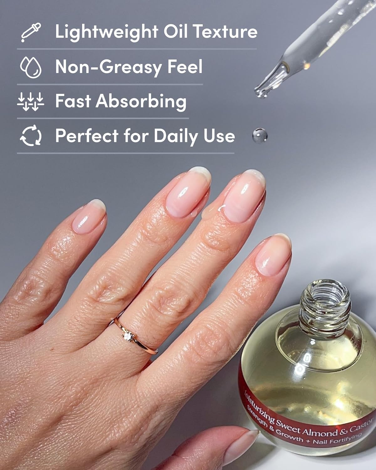 ella+mila Nail Fortifying Cuticle Oil with Sweet Almond & Castor - Moisturizing Formula Promotes Nail Repair & Strength - Vegan - 2.3 fl oz