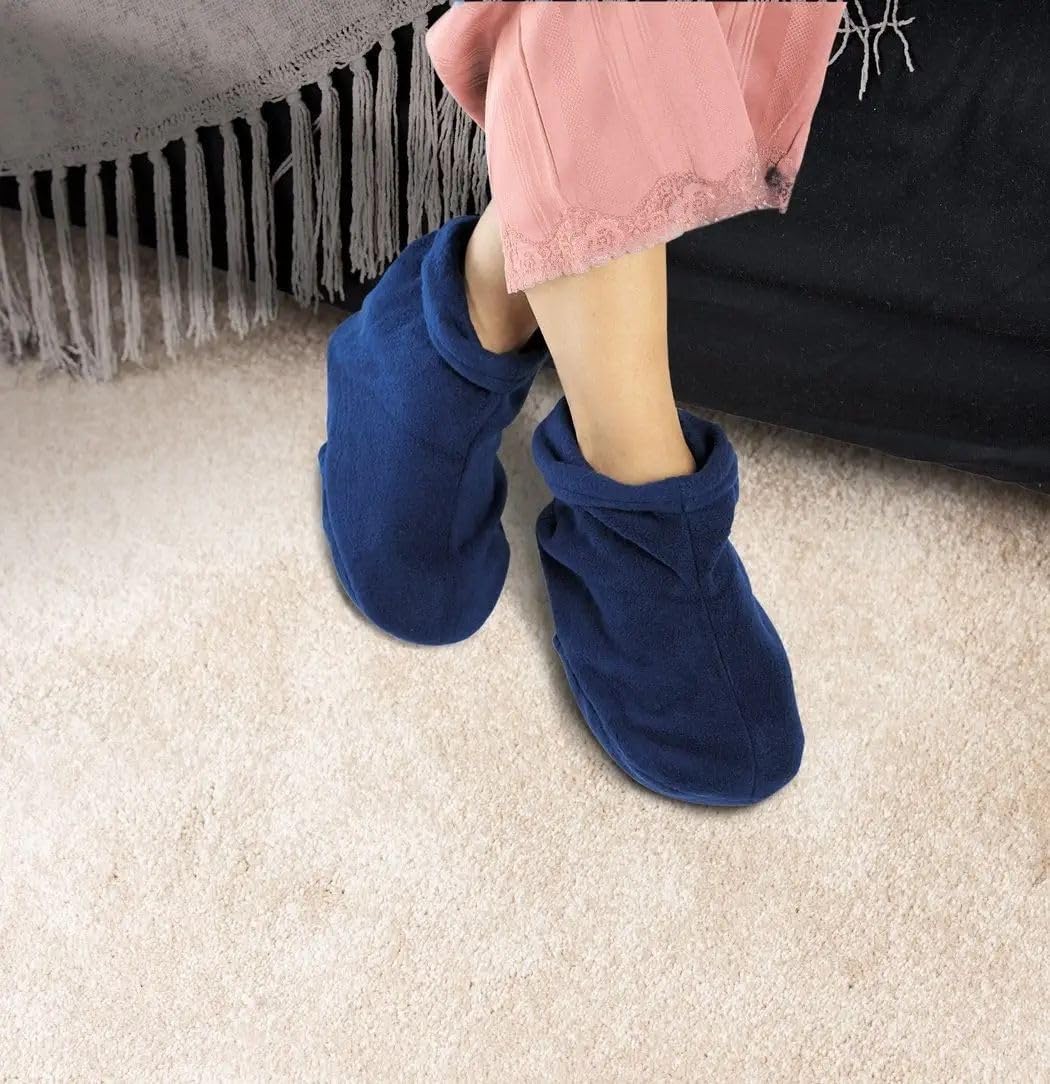 Microwaveable Aromatherapy Foot Warmers – Reusable Heated Booties with Flaxseed & Herbal Infusion for Foot Relaxation, Moist Heat Comfort & Cold Feet Relief (Blue, One Size)
