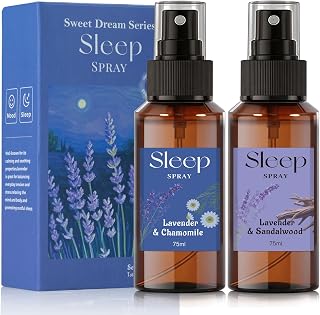 STRN Room Spray with Lavender Essential Oil for Sleep, Sleep Spray, Pillow Spray, 2 Scents - Lavender & Chamomile, Sandalwood, Sweet Dream Fragrance Mist, 75 ML x 2 Bottles