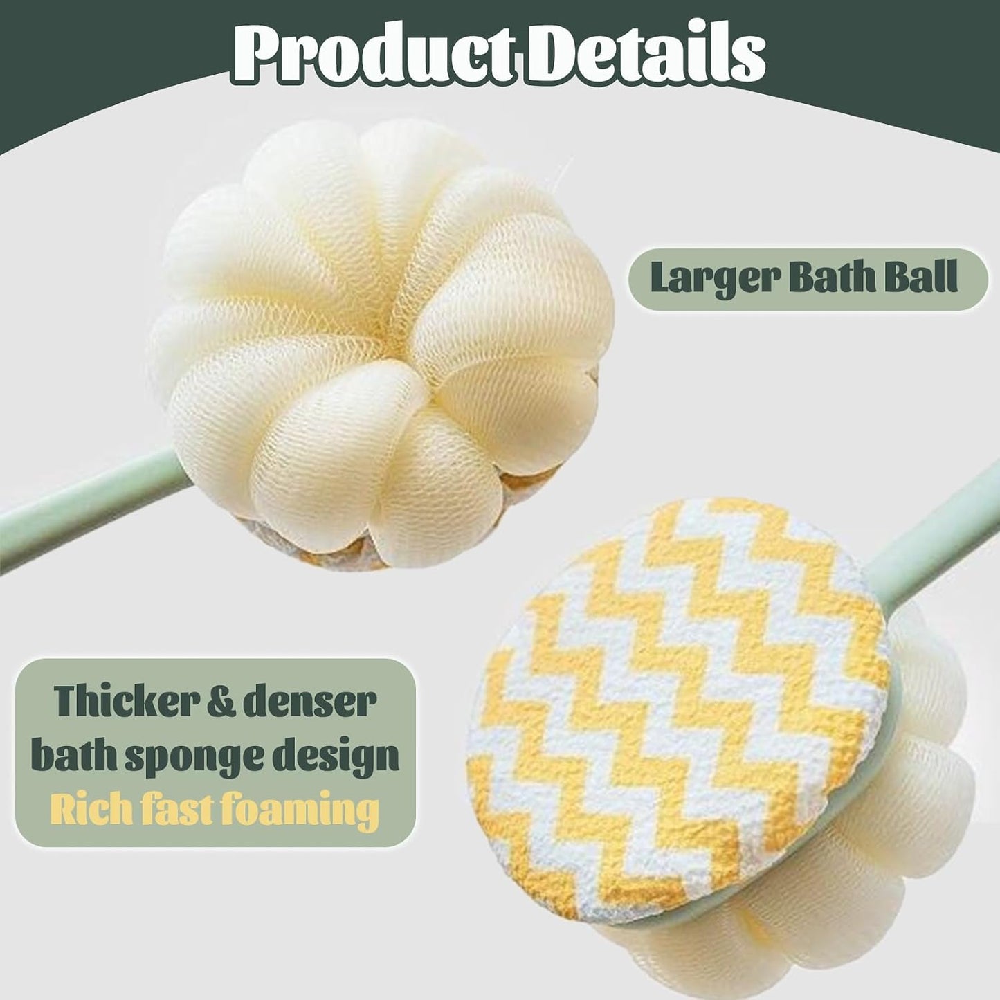 Bath Back Scrubber Brush for Shower,Dry Brushing Body Brush for Men Women Long Handle Exfoliator
