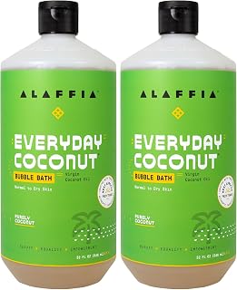 Alaffia Everyday Coconut Bubble Bath, Purely Coconut Scent, 2-Pack, 32 Oz Ea
