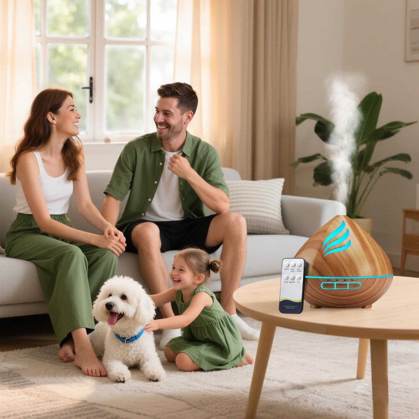 Essential Oil Scent Diffuser: 𝟓𝟎𝟎𝐌𝐋 Aroma Diffuser for Home Bedroom - 𝟏𝟒 𝐂𝐨𝐥𝐨𝐫𝐬 LED, Remote Control, Ultra-Quiet Cool Mist Scent Diffuser with Timer for Family