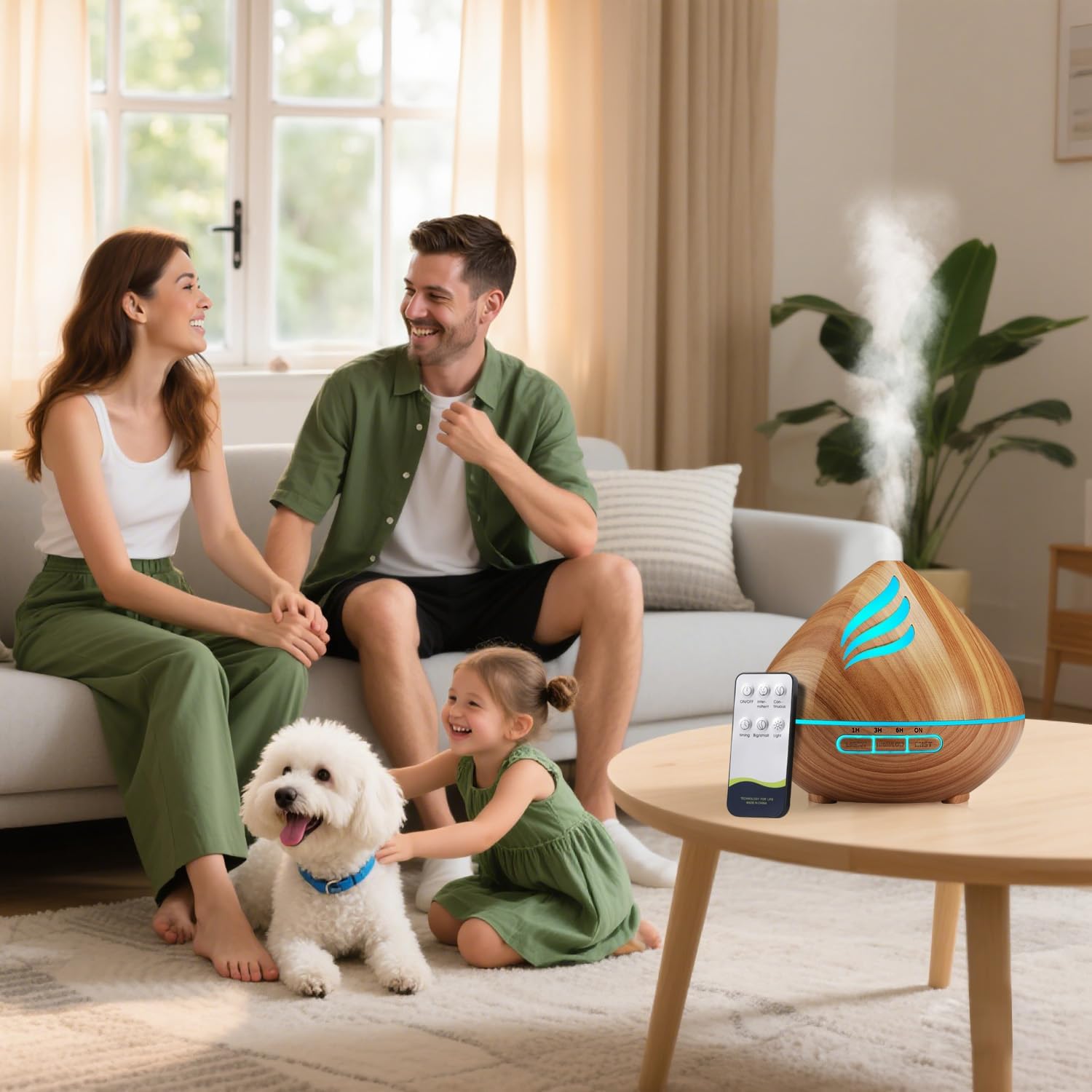 Essential Oil Scent Diffuser: 𝟓𝟎𝟎𝐌𝐋 Aroma Diffuser for Home Bedroom - 𝟏𝟒 𝐂𝐨𝐥𝐨𝐫𝐬 LED, Remote Control, Ultra-Quiet Cool Mist Scent Diffuser with Timer for Family