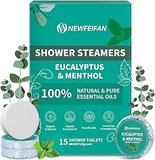 Shower Steamers Aromatherapy 15 Pack, Fathers Day Gift for Dad Husband from Wife Daughter, Organic Eucalyptus & Menthol Essential Oil, Home Spa Relaxing Gifts for Women & Men
