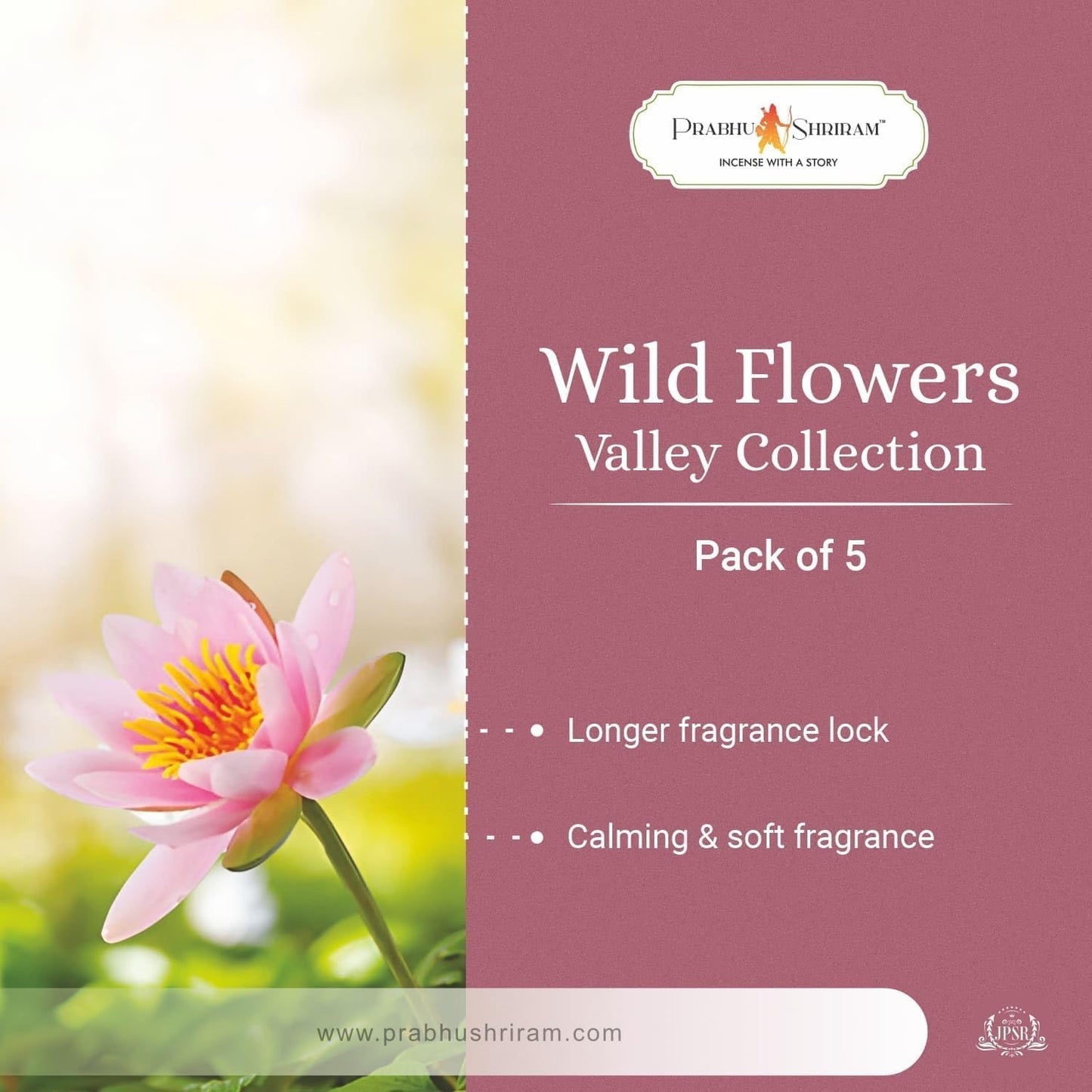 Exotic Collection Collection100% Organic Low Smoke Luxury Incense Sticks – Set of 5 (Wild Flower Valley Collection) BY RAMALAYA