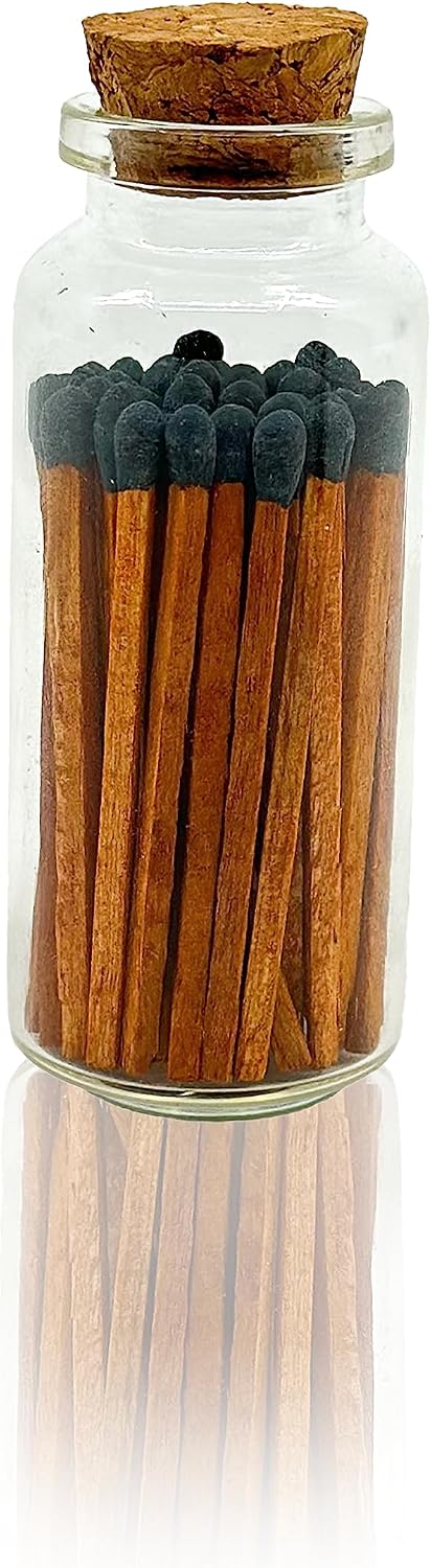 Chandler Studio Colorful Small Match Bottles - Cork Closure - Strike-on Jars - 2” Matchsticks (10 Bottles, 40 Matchsticks Bottle)